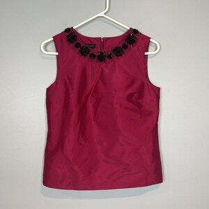 Talbots Fuchsia Silk Shell Blouse Sleeveless Beaded Size 2 NWT $139